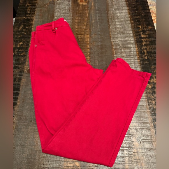 👖Womens Denim Jeans French Dressing Jeanswear Paris Brand Size 12 Christmas Red - Picture 8 of 9